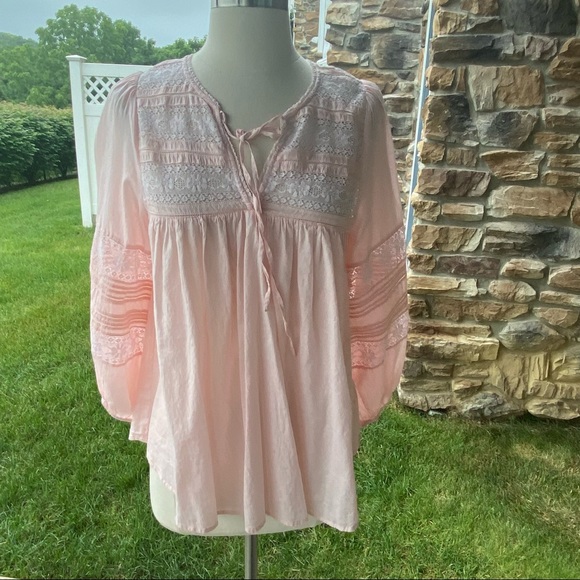 Velvet Evie Boho Lace Peasant Top - Picture 6 of 16